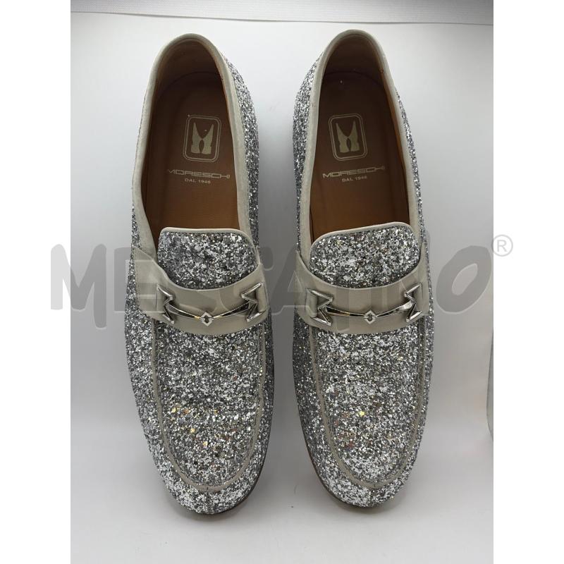 MORESCHI SCARPE UOMO MOCASSINO GLITTER SILVER  | Mercatino dell'Usato Roma porta maggiore 2