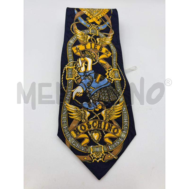 MOSCHINO CRAVATTA BLU FANTASIA CUORI OCA | Mercatino dell'Usato Roma porta maggiore 1