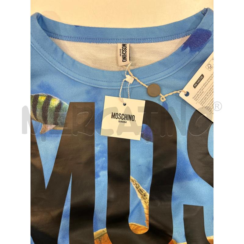 MOSCHINO FELPA FONDALE MARINO PESCI GIALLI SCRITTA NERA COTONE | Mercatino dell'Usato Roma porta maggiore 4