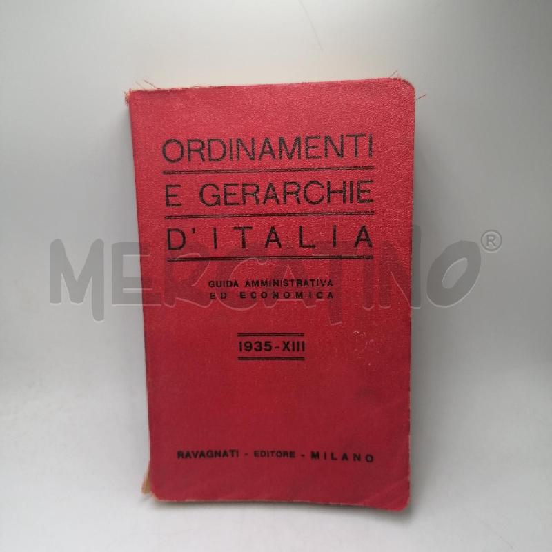 ORDINAMENTI E GERARCHIE D'ITALIA 1935 | Mercatino dell'Usato Roma porta maggiore 1