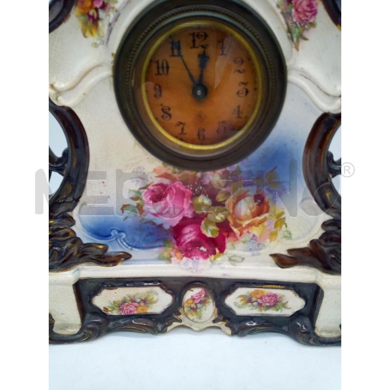 OROLOGIO DA APPOGGIO PORCELLANA DECALCO ROSE DET ARG  | Mercatino dell'Usato Roma porta maggiore 2