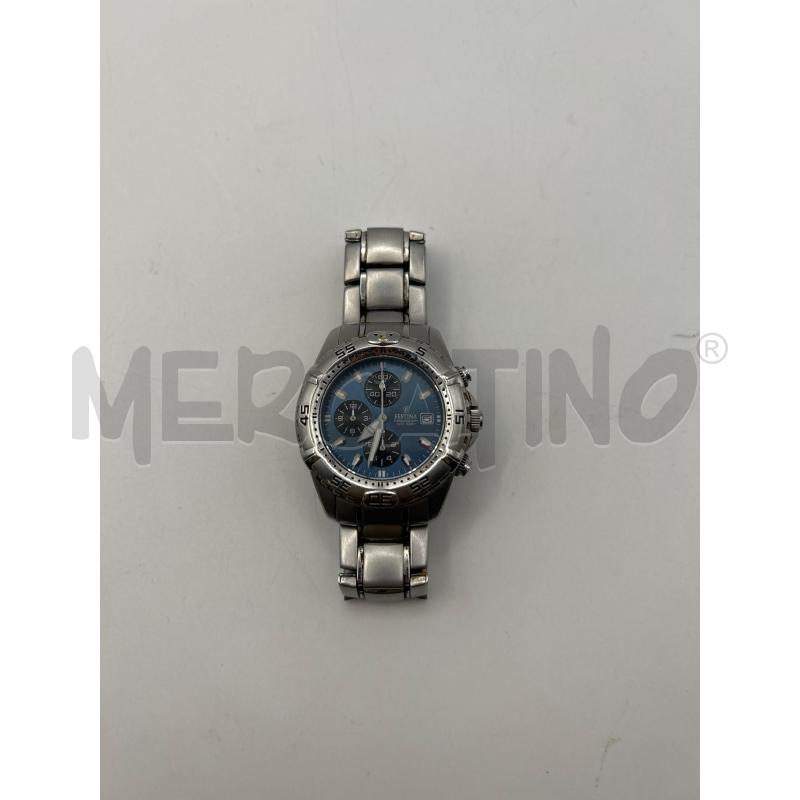 OROLOGIO FESTINA CHRONOGRAPH W R 100M QUADRANTE AZZURRO CINTURINO ACCIAIO | Mercatino dell'Usato Roma porta maggiore 1