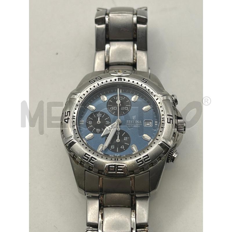 OROLOGIO FESTINA CHRONOGRAPH W R 100M QUADRANTE AZZURRO CINTURINO ACCIAIO | Mercatino dell'Usato Roma porta maggiore 5