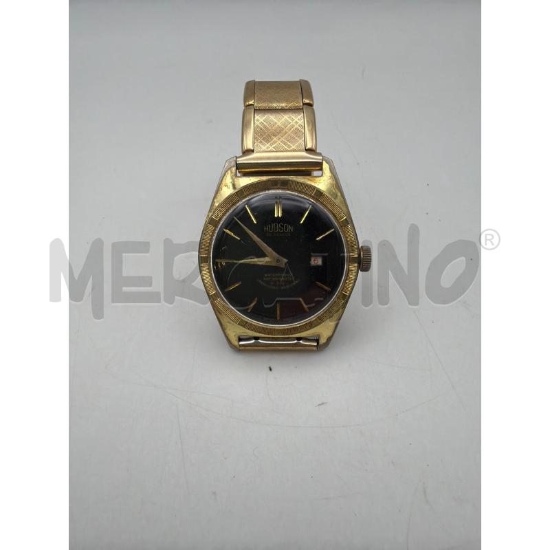 OROLOGIO HUDSON QUADRANTE NERO CINTURINO ELASTICO DORATO | Mercatino dell'Usato Roma porta maggiore 1