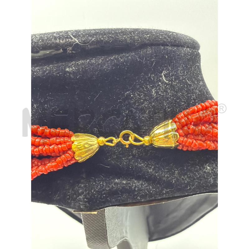 PARURE COLLA BRACCIALE CORALLINO ROSSO CHIUSURA GOLD | Mercatino dell'Usato Roma porta maggiore 2