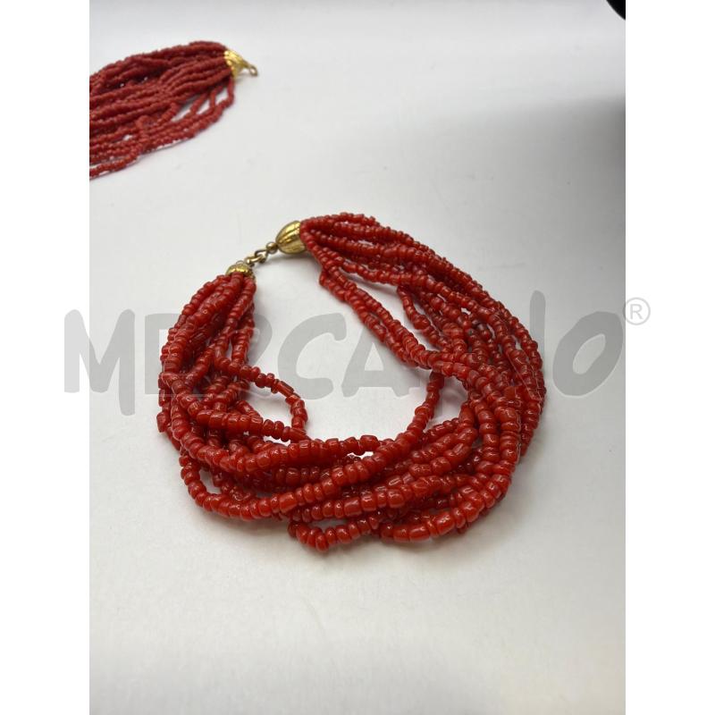 PARURE COLLA BRACCIALE CORALLINO ROSSO CHIUSURA GOLD | Mercatino dell'Usato Roma porta maggiore 5