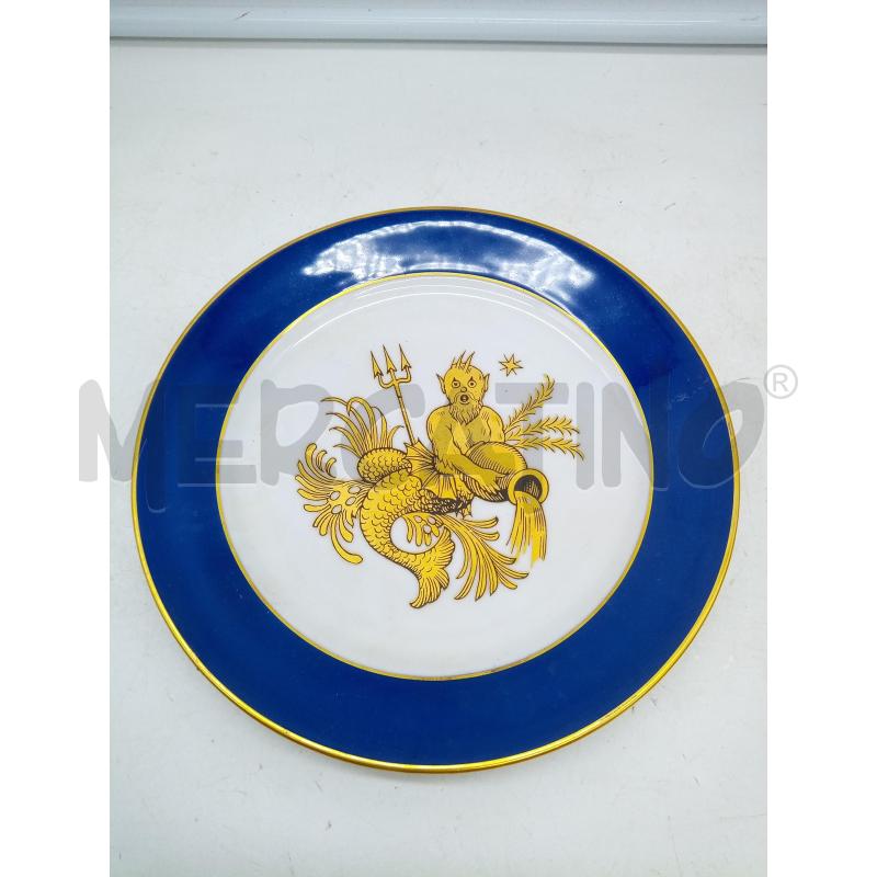 PIATTINO PORC BAVARIA FASCIA BLU TRITONE ORO | Mercatino dell'Usato Roma porta maggiore 1