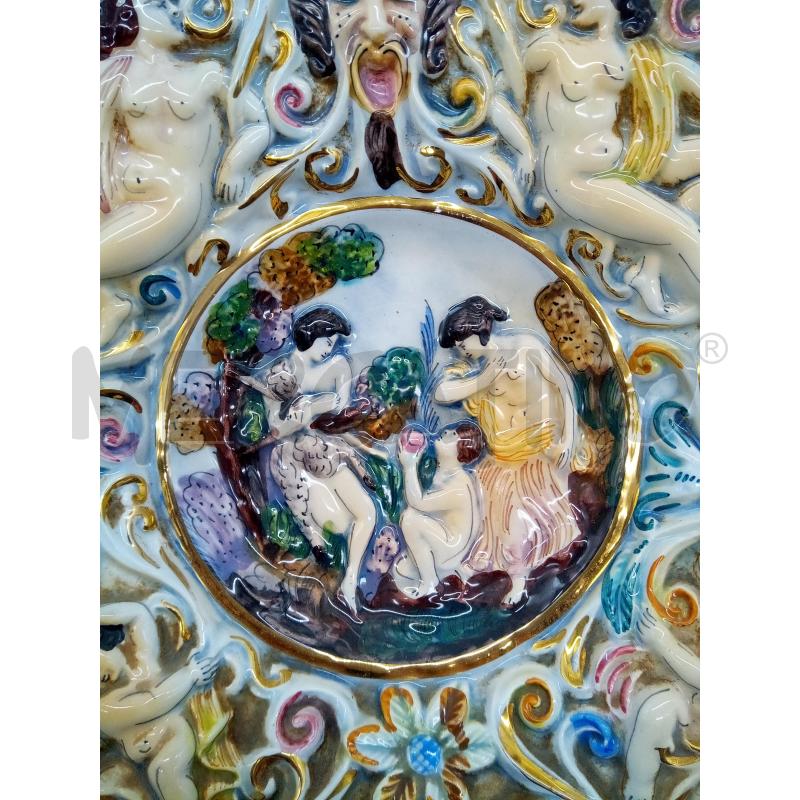 PIATTONE CERAMICA CDM PUTTI RILIEVO MASCHERONE | Mercatino dell'Usato Roma porta maggiore 2
