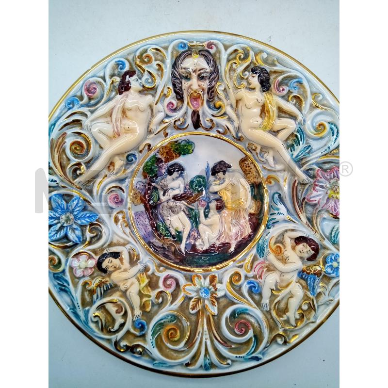 PIATTONE CERAMICA CDM PUTTI RILIEVO MASCHERONE | Mercatino dell'Usato Roma porta maggiore 3