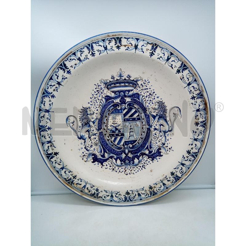 PIATTONE CERAMICA DECORI BLU STEMMA | Mercatino dell'Usato Roma porta maggiore 1