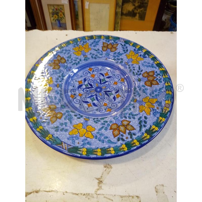 PIATTO CERAMICA FAENZA FIORI FONDO AZZURRO | Mercatino dell'Usato Roma porta maggiore 1