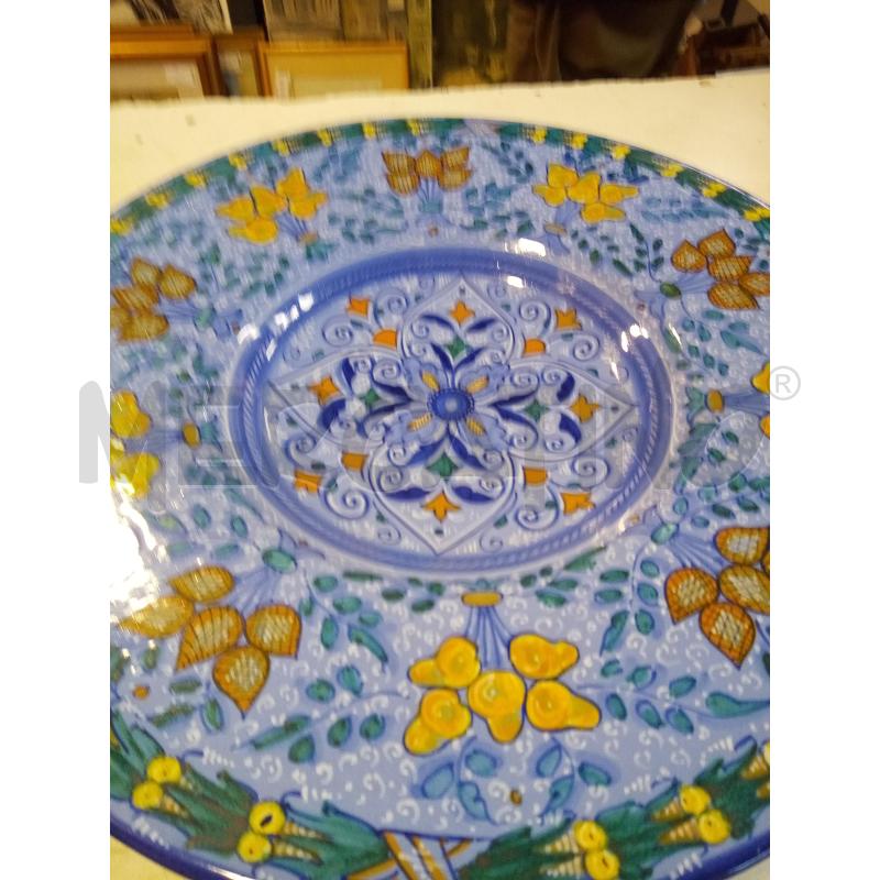 PIATTO CERAMICA FAENZA FIORI FONDO AZZURRO | Mercatino dell'Usato Roma porta maggiore 2