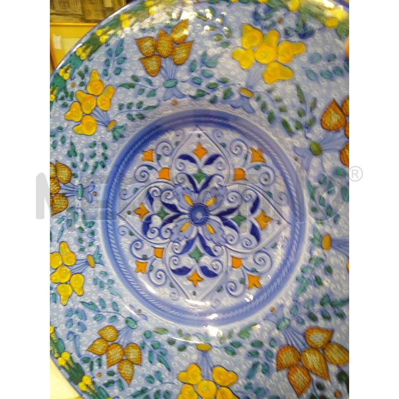 PIATTO CERAMICA FAENZA FIORI FONDO AZZURRO | Mercatino dell'Usato Roma porta maggiore 5