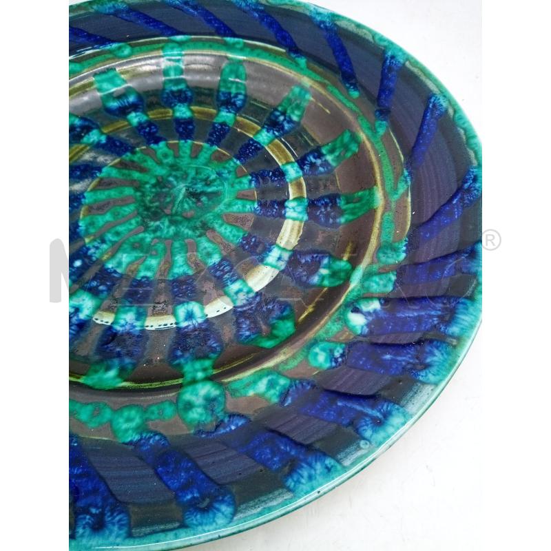 PIATTO CERAMICA SPIRALE LUSTRO VERDE BLU | Mercatino dell'Usato Roma porta maggiore 2