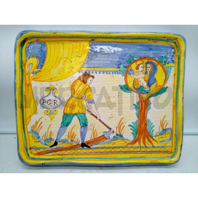 PLACCA CERAMICA ANTICA DERUTA APPARIZIONE MADONNA BOSCAIOLO | Mercatino dell'Usato Roma porta maggiore 1