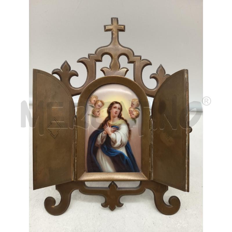 PLACCA PORCELLANA DIPINTA MADONNA CON IL BAMBINO  | Mercatino dell'Usato Roma porta maggiore 2
