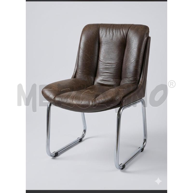 POLTRONCINA ANNI 70 CROMATA PELLE MARRONE | Mercatino dell'Usato Roma porta maggiore 1