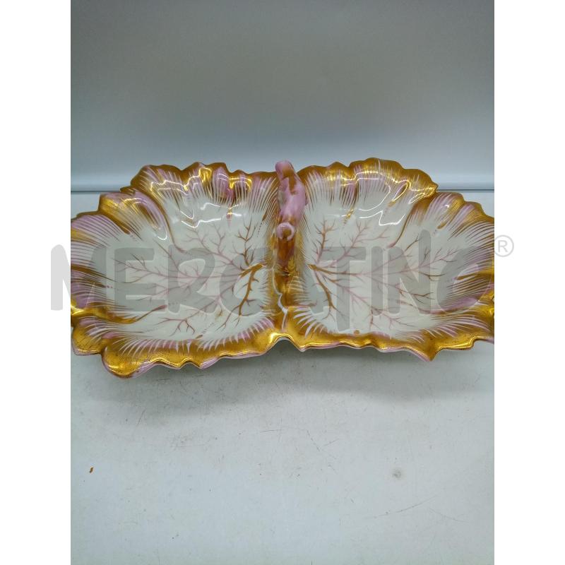 PORTA BON BON PORCELLANA CARLSBAD FOGLIE CREMA ORO ROSA  | Mercatino dell'Usato Roma porta maggiore 1