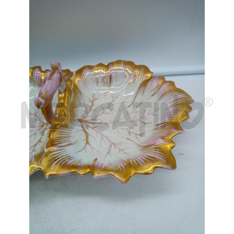 PORTA BON BON PORCELLANA CARLSBAD FOGLIE CREMA ORO ROSA  | Mercatino dell'Usato Roma porta maggiore 2