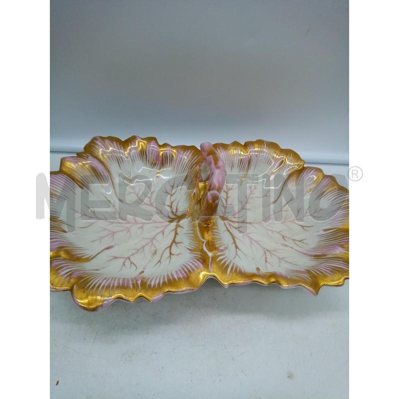 PORTA BON BON PORCELLANA CARLSBAD FOGLIE CREMA ORO ROSA  | Mercatino dell'Usato Roma porta maggiore 3