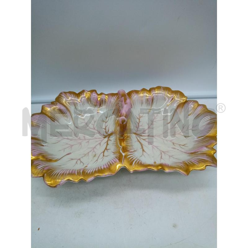 PORTA BON BON PORCELLANA CARLSBAD FOGLIE CREMA ORO ROSA  | Mercatino dell'Usato Roma porta maggiore 4