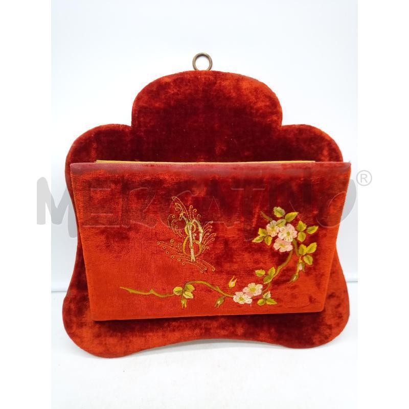 PORTA LETTERE DA MURO VELLUTO ROSSO FIORI   | Mercatino dell'Usato Roma porta maggiore 1