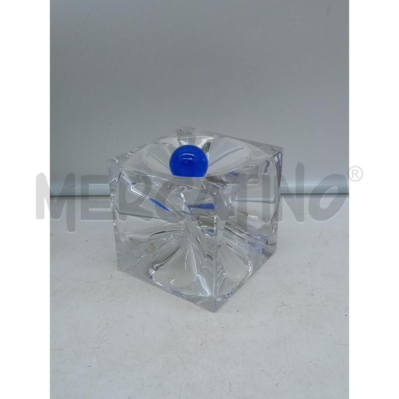 POSA CENERE DESIGN CRISTALLO DAUM CUBO SFERA BLU | Mercatino dell'Usato Roma porta maggiore 1