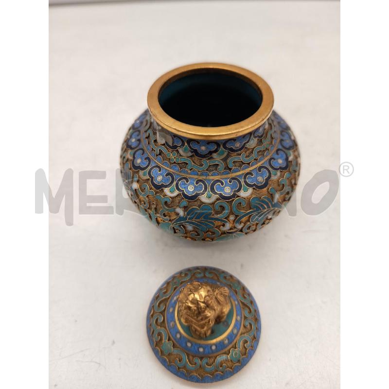 POTICHE VASO CLOISONNÈ DORATO FIORI AZZURRI PRESA CANE PHO | Mercatino dell'Usato Roma porta maggiore 4