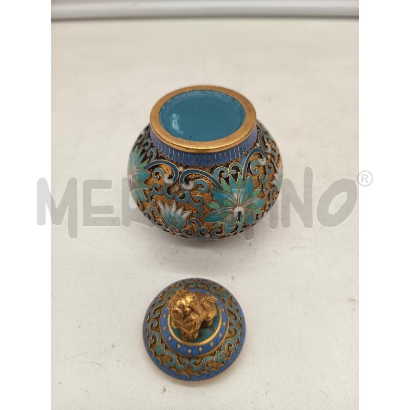 POTICHE VASO CLOISONNÈ DORATO FIORI AZZURRI PRESA CANE PHO | Mercatino dell'Usato Roma porta maggiore 5