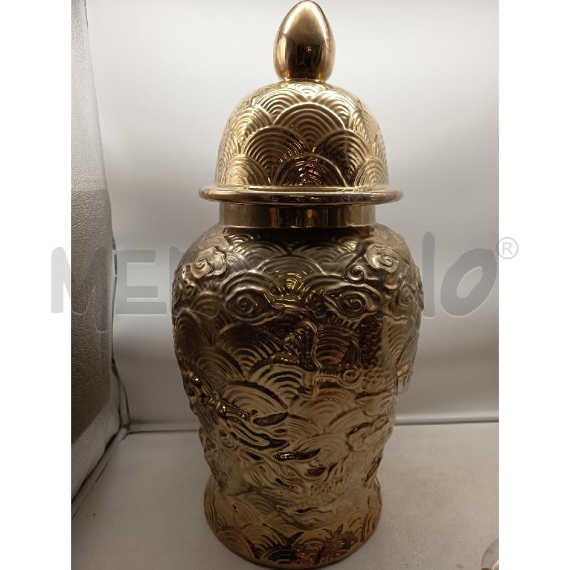 POTICHE VASO GRANDE PORC DECO ORIENTALE RILIEVI DRAGONE FRA NUVOLE | Mercatino dell'Usato Roma porta maggiore 1