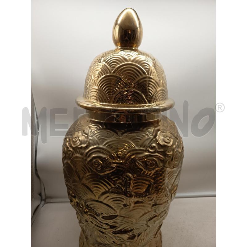 POTICHE VASO GRANDE PORC DECO ORIENTALE RILIEVI DRAGONE FRA NUVOLE | Mercatino dell'Usato Roma porta maggiore 2