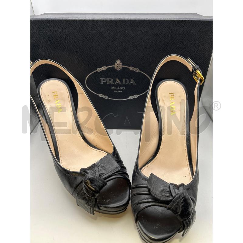 PRADA DECOLLETE NERE PELLE FIOCCO PUNTA APERTA | Mercatino dell'Usato Roma porta maggiore 1