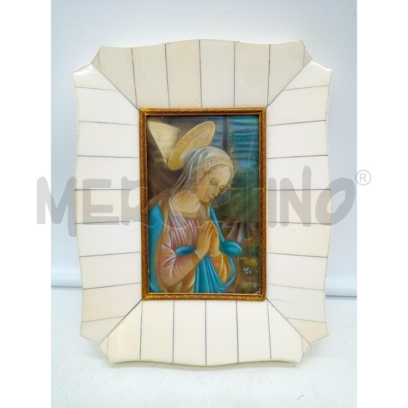 QUADRETTO TEMPERA SU CARTA MADONNA CORNICE OSSO   | Mercatino dell'Usato Roma porta maggiore 1