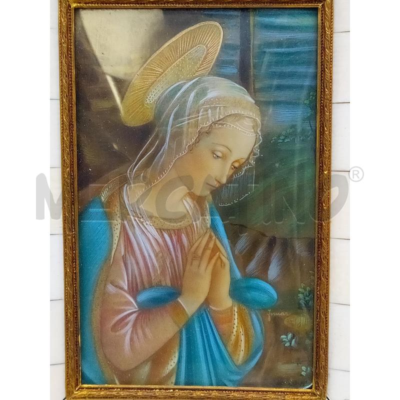 QUADRETTO TEMPERA SU CARTA MADONNA CORNICE OSSO   | Mercatino dell'Usato Roma porta maggiore 2