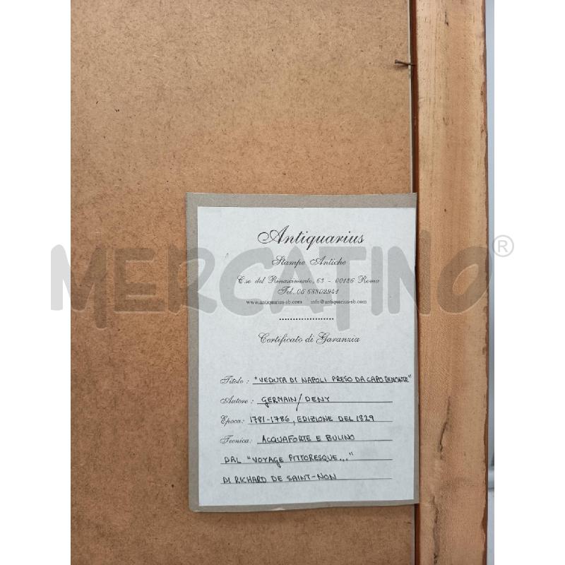 QUADRO ACQUAFORTE VEDUTA DI NAPOLI DA CAPO DI MONTE  | Mercatino dell'Usato Roma porta maggiore 5