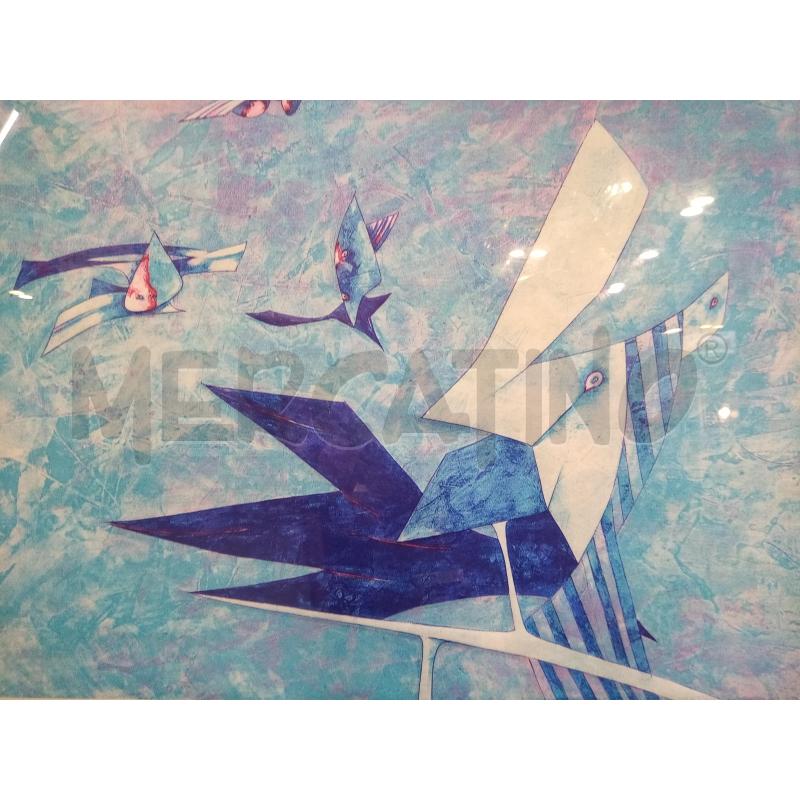 QUADRO ACQUATINTA UCCELLI TONI BLU  | Mercatino dell'Usato Roma porta maggiore 2