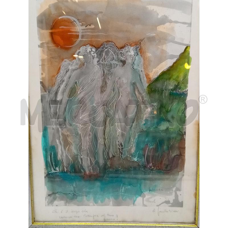 QUADRO ACQUERELLO NINFE DEL LAGO | Mercatino dell'Usato Roma porta maggiore 2
