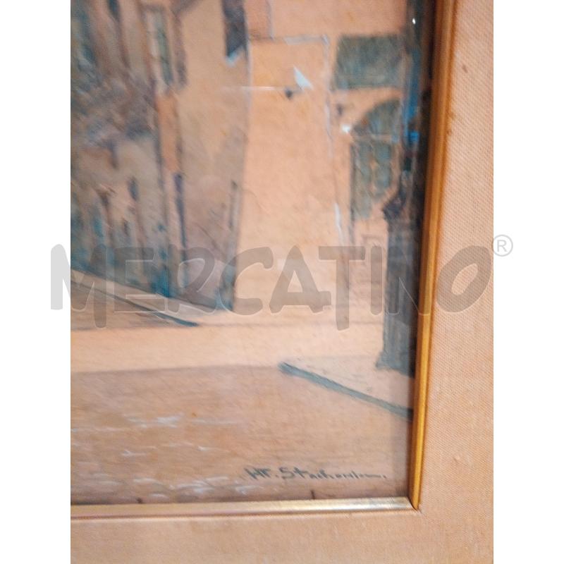 QUADRO ACQUERELLO SCORCIO CITTA NORDICA  | Mercatino dell'Usato Roma porta maggiore 3