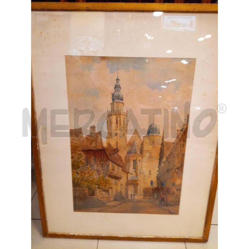 QUADRO ACQUERELLO SCORCIO STRADINA INGLESE  | Mercatino dell'Usato Roma porta maggiore 1