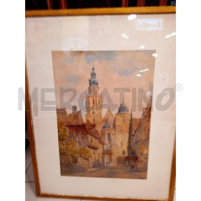 QUADRO ACQUERELLO SCORCIO STRADINA INGLESE  | Mercatino dell'Usato Roma porta maggiore 2