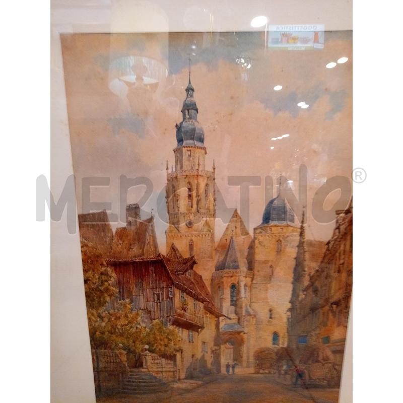 QUADRO ACQUERELLO SCORCIO STRADINA INGLESE  | Mercatino dell'Usato Roma porta maggiore 3