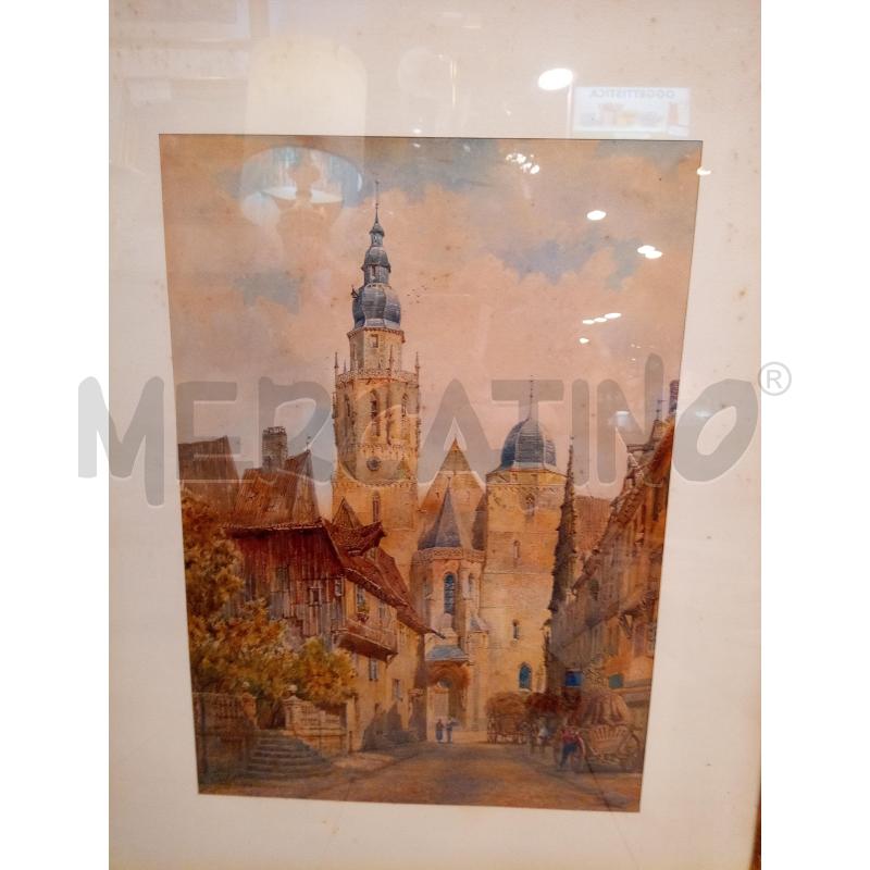 QUADRO ACQUERELLO SCORCIO STRADINA INGLESE  | Mercatino dell'Usato Roma porta maggiore 4