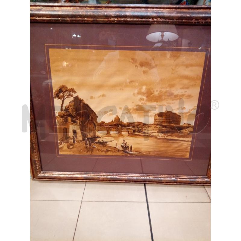QUADRO ACQUERELLO SEPPIA CASTEL S ANGELO | Mercatino dell'Usato Roma porta maggiore 1