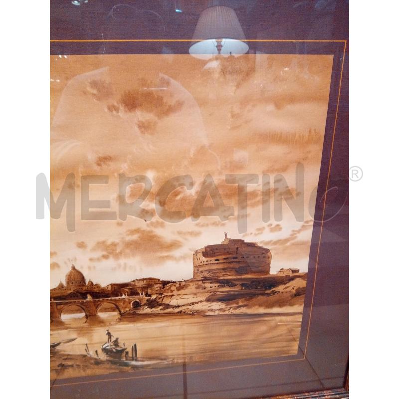 QUADRO ACQUERELLO SEPPIA CASTEL S ANGELO | Mercatino dell'Usato Roma porta maggiore 3