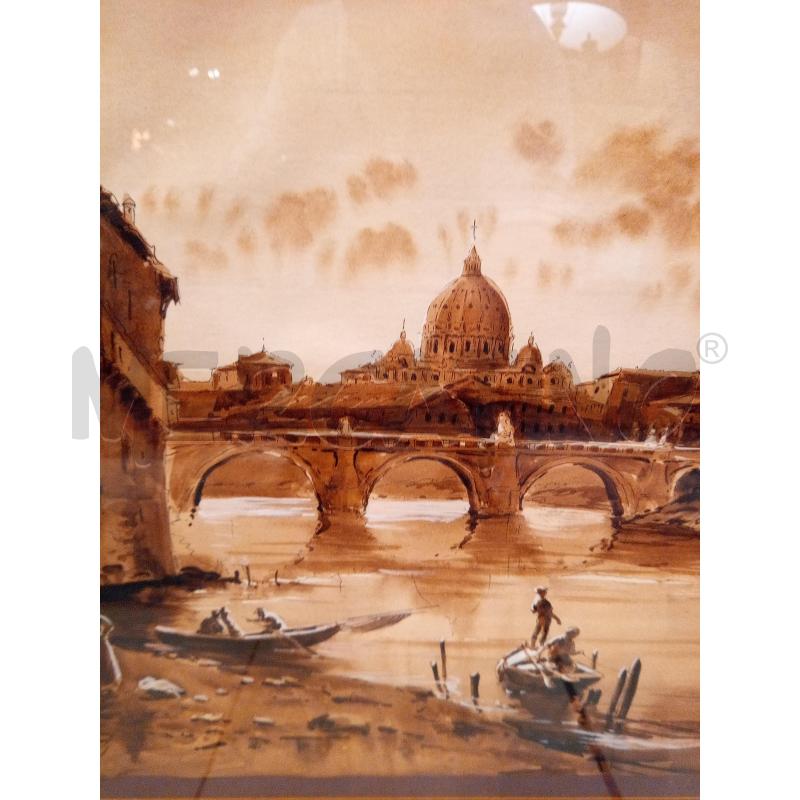 QUADRO ACQUERELLO SEPPIA CASTEL S ANGELO | Mercatino dell'Usato Roma porta maggiore 4