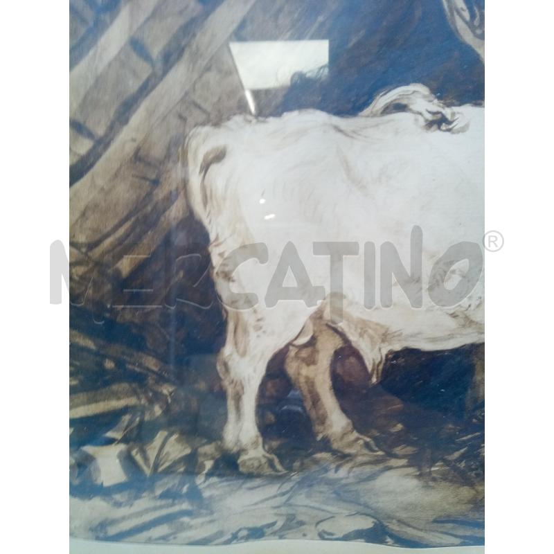 QUADRO ACQUERELLO SEPPIA TORO NELLA STALLA | Mercatino dell'Usato Roma porta maggiore 3
