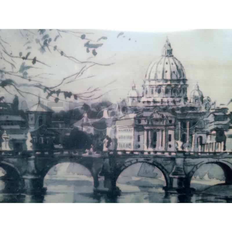 QUADRO ACQUERELLO VEDUTA CASTEL SANT'ANGELO  | Mercatino dell'Usato Roma porta maggiore 3