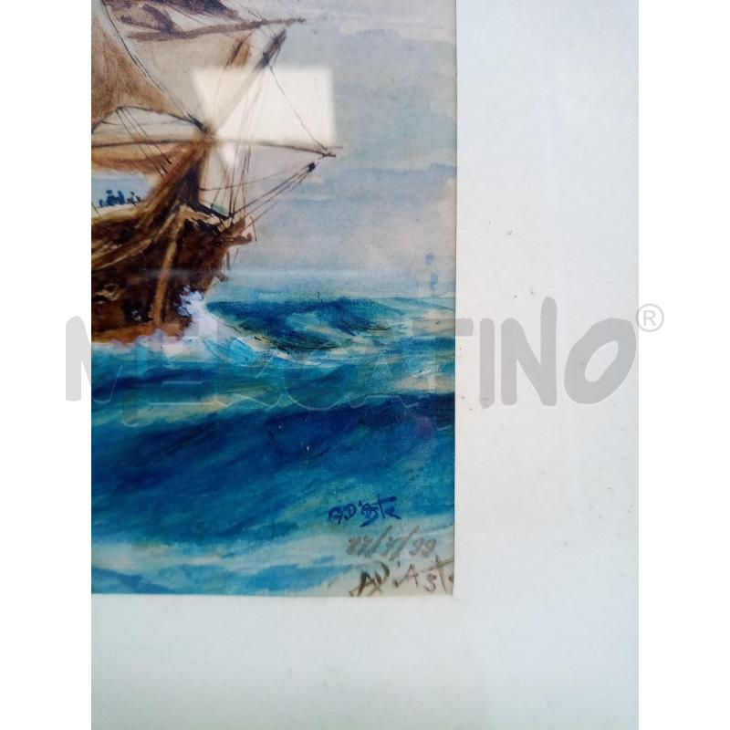 QUADRO ACQUERELLO VELIERO FIRMA AMERO D ASTE MARCELLO  | Mercatino dell'Usato Roma porta maggiore 2