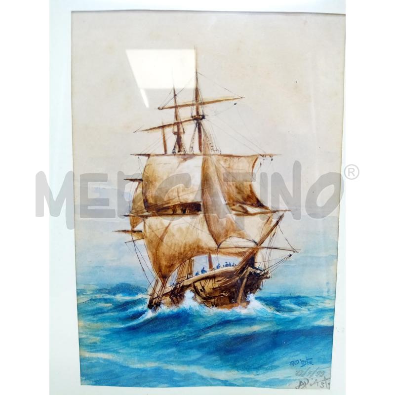 QUADRO ACQUERELLO VELIERO FIRMA AMERO D ASTE MARCELLO  | Mercatino dell'Usato Roma porta maggiore 4
