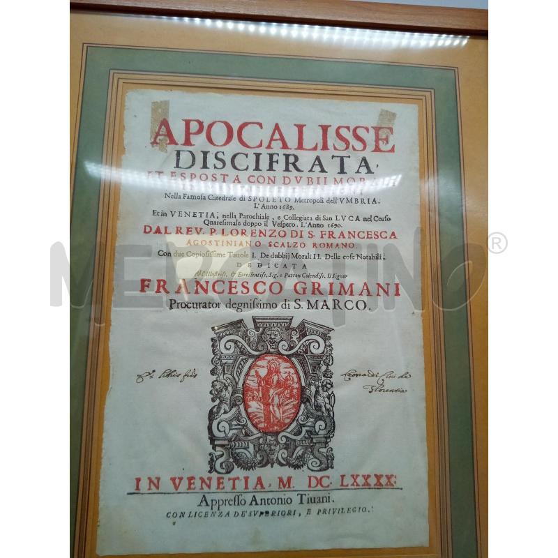 QUADRO APOCALISSE DISCIFRATA EPOCA  | Mercatino dell'Usato Roma porta maggiore 2